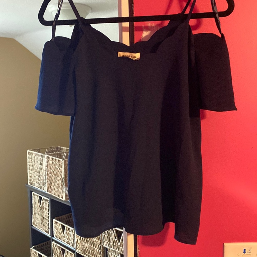 Navy blue cold shoulder top